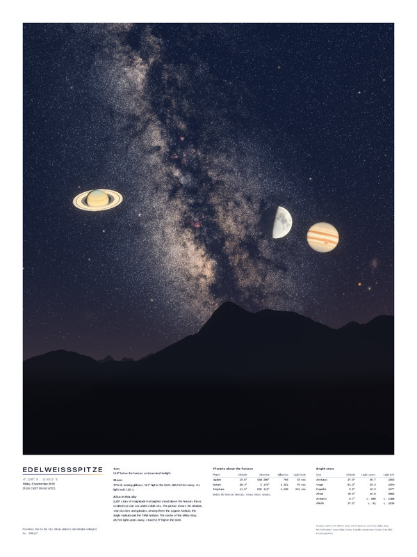 The same print, 30 by 40 cm, with the Almanac printed beneath the picture.